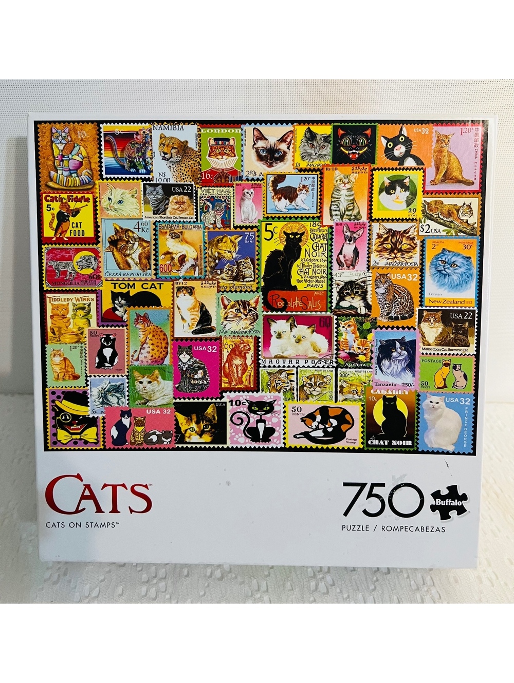 Cats on Stamps 750 Piece Jigsaw Puzzle Buffalo CATS Colorful Challenge Poster